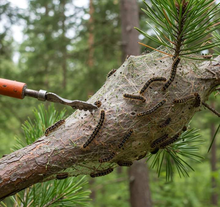 Éradication des cocons et des chenilles processionnaires du pin